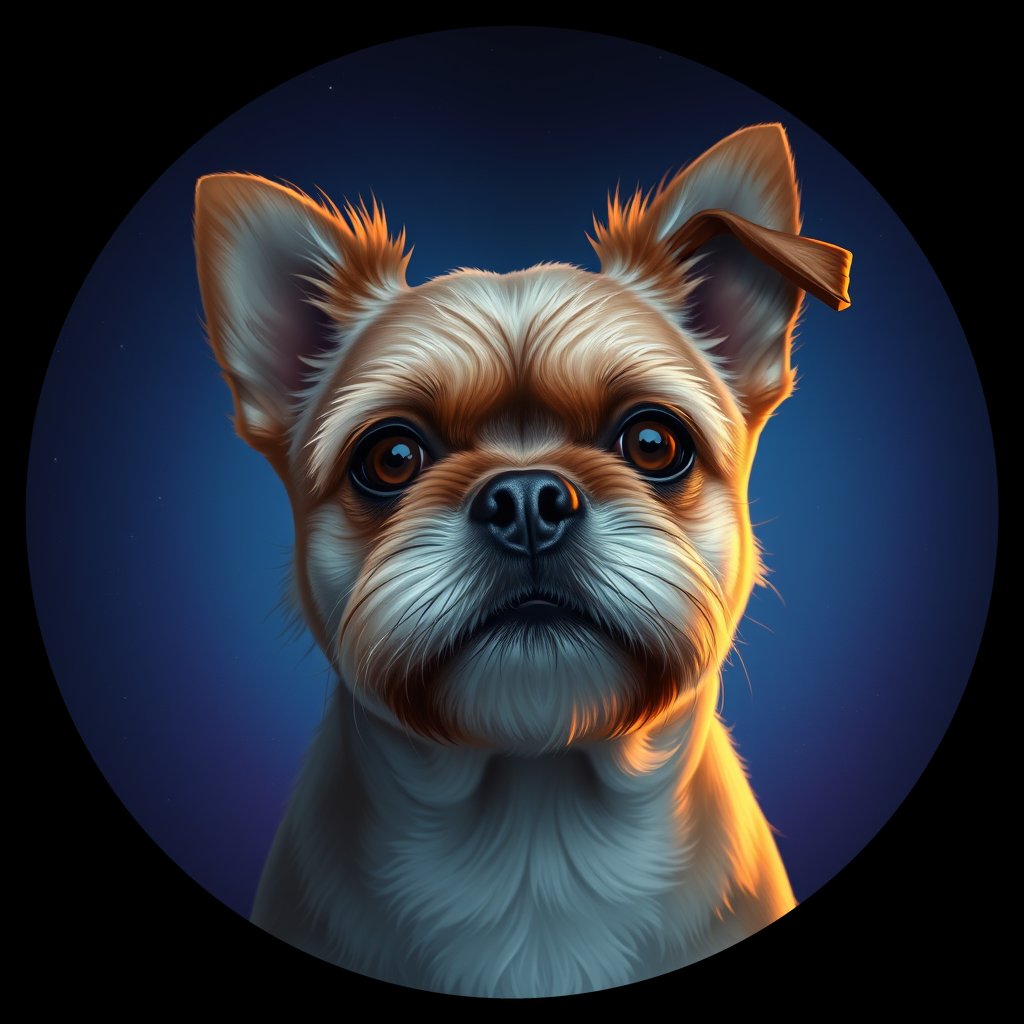 Cosmic medallion portrait of PFZ14B03_PFZ14B03, a Shih Tzu