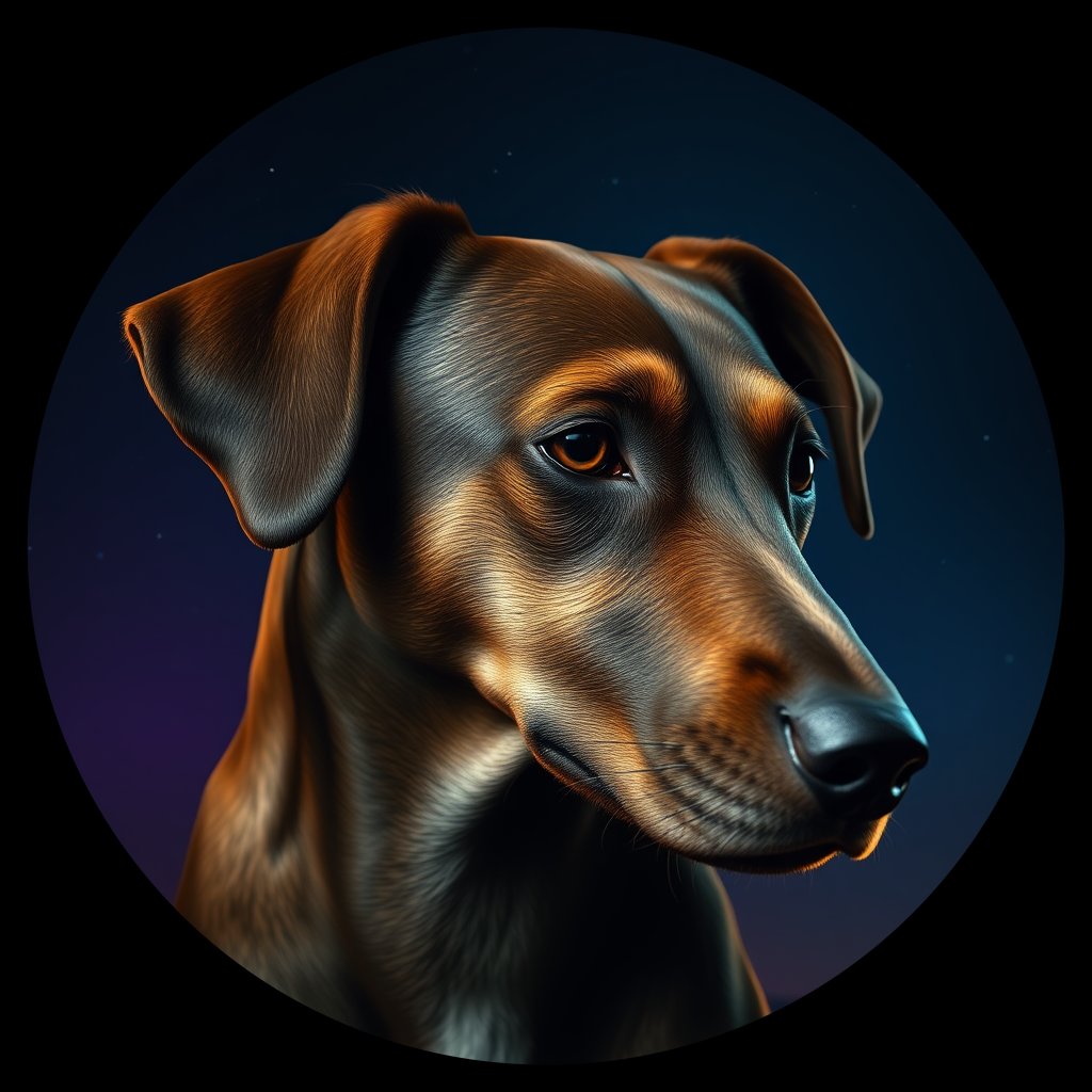Cosmic medallion portrait of PFZ14B04_PFZ14B04, a Village Dog Brazil