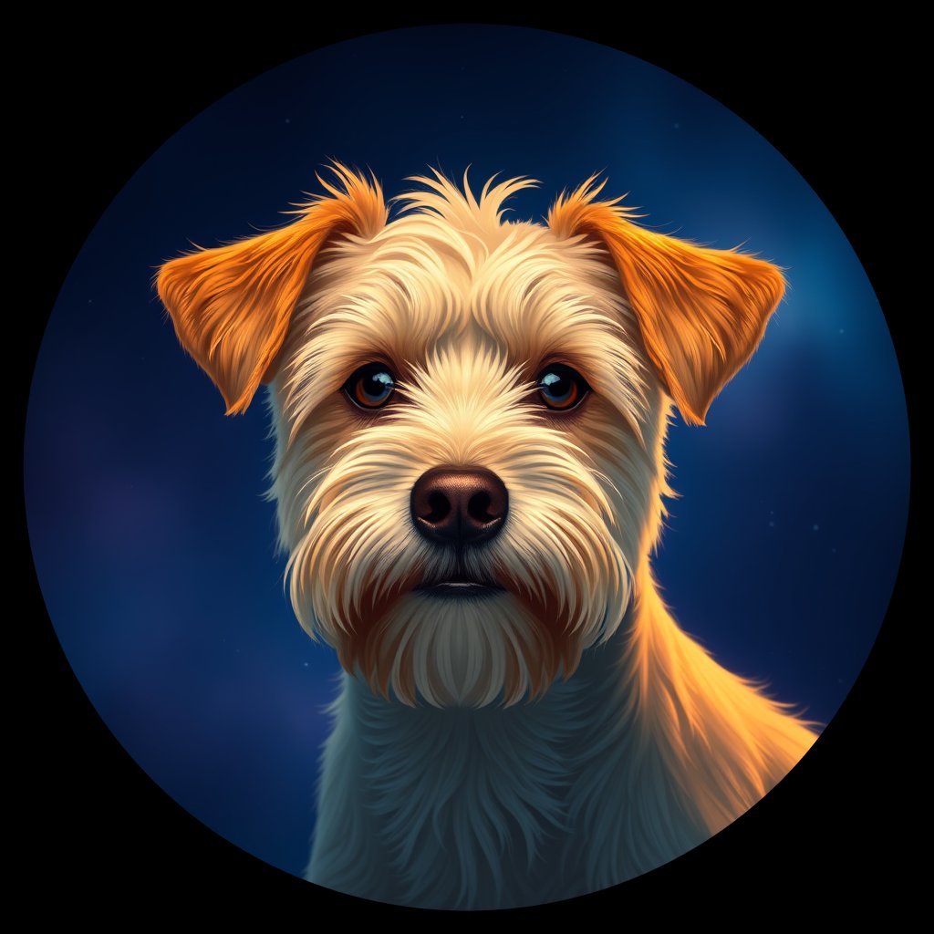 Cosmic medallion portrait of PFZ14B05_PFZ14B05, a Soft Coated Wheaten Terrier