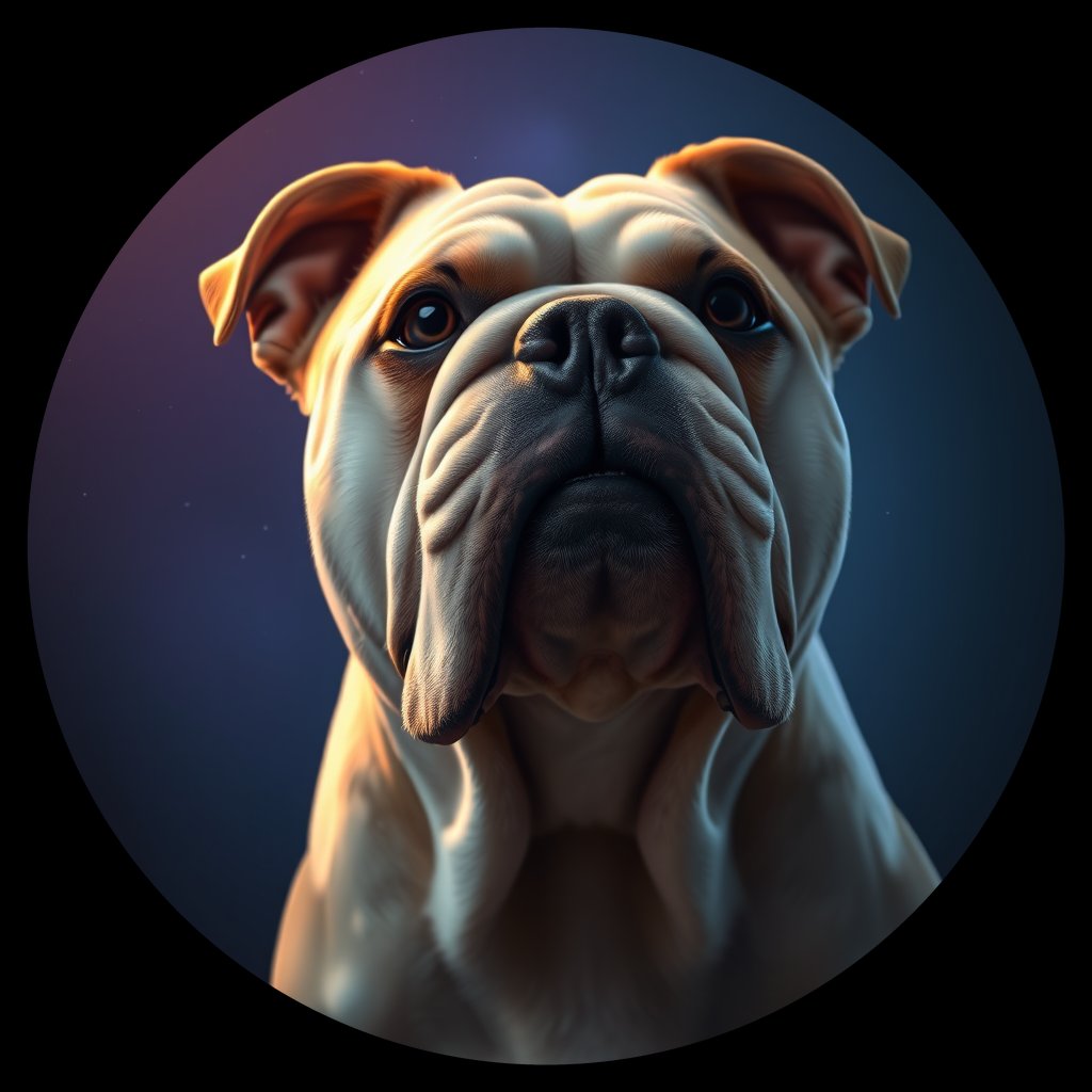 Cosmic medallion portrait of PFZ14B06_PFZ14B06, a Bulldog