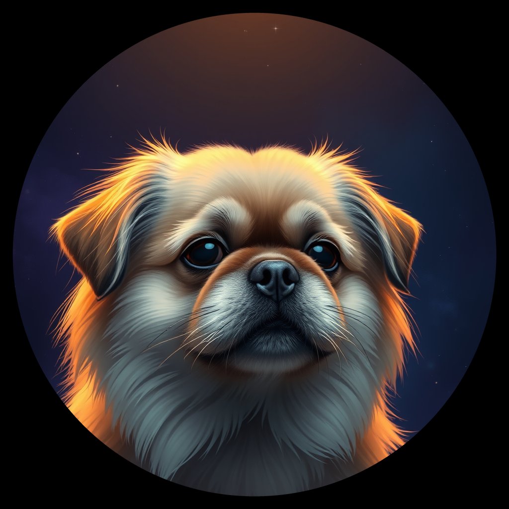 Cosmic medallion portrait of PFZ14B09_PFZ14B09, a Pekingese
