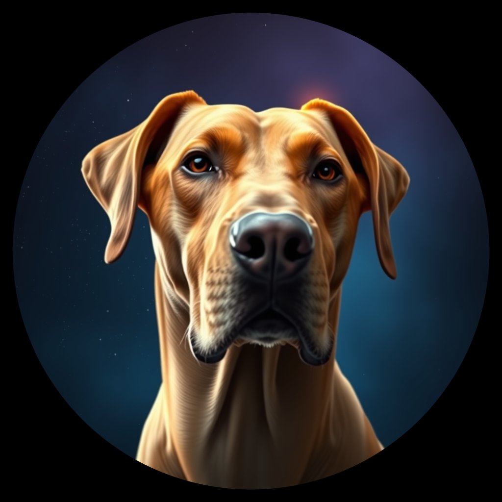 Cosmic medallion portrait of PFZ14B10_PFZ14B10, a Rhodesian Ridgeback