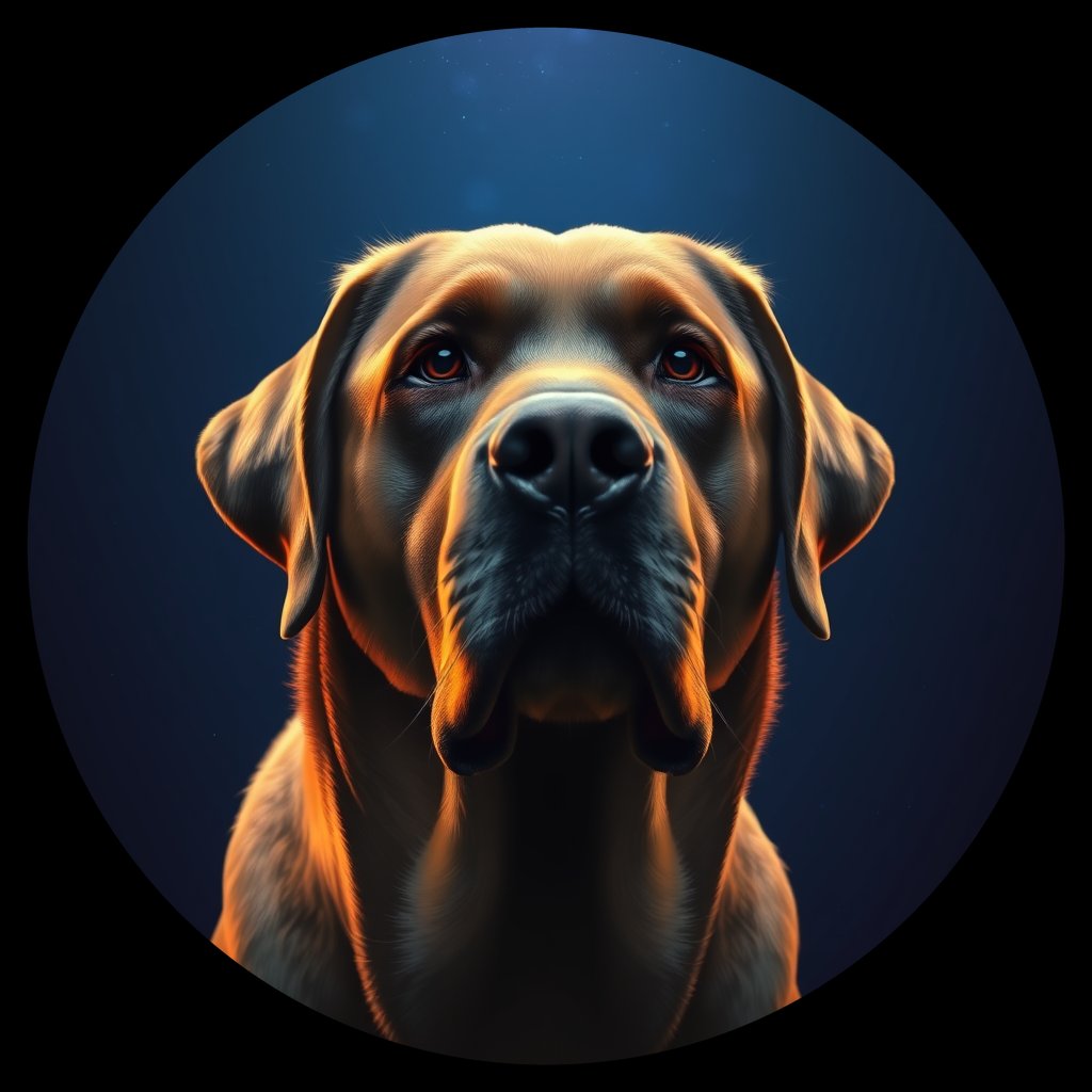 Cosmic medallion portrait of PFZ14B12_PFZ14B12, a Labrador Retriever