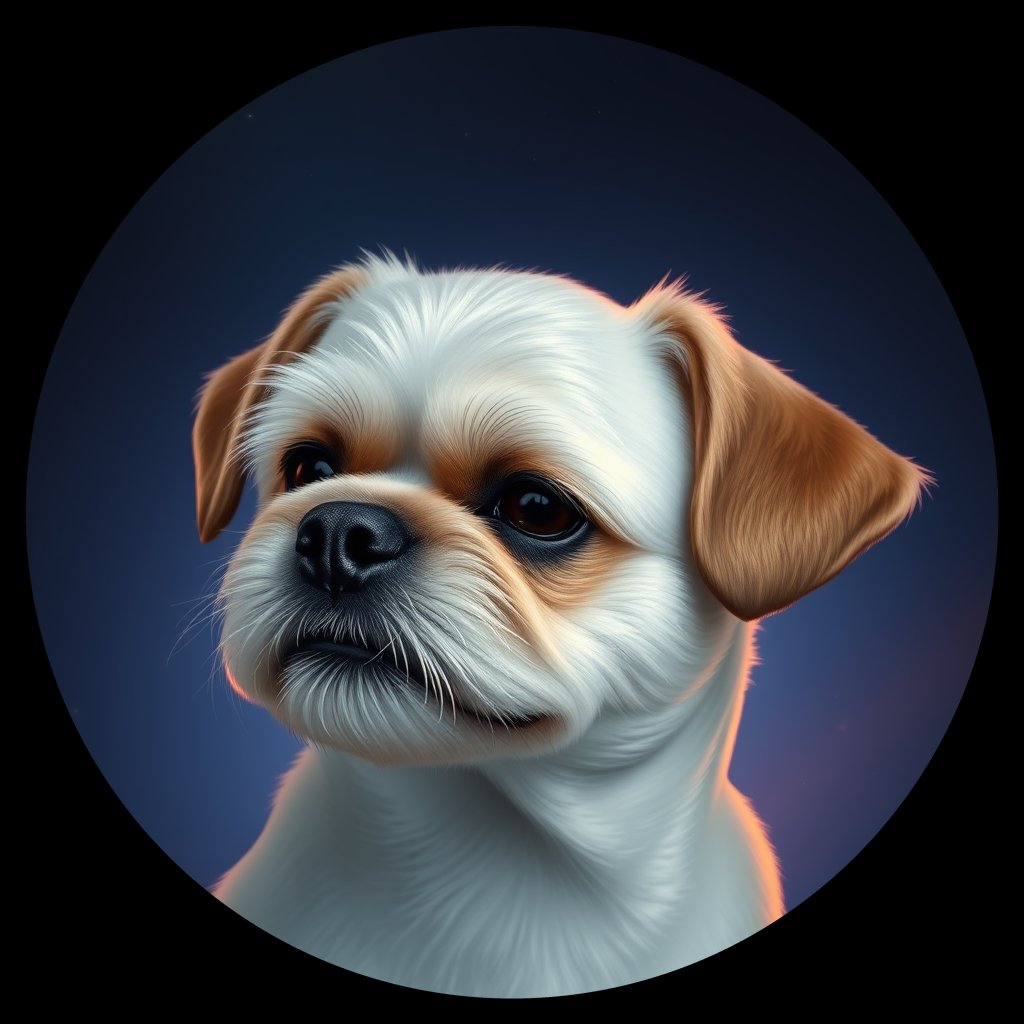 Cosmic medallion portrait of PFZ14C03_PFZ14C03, a Shih Tzu