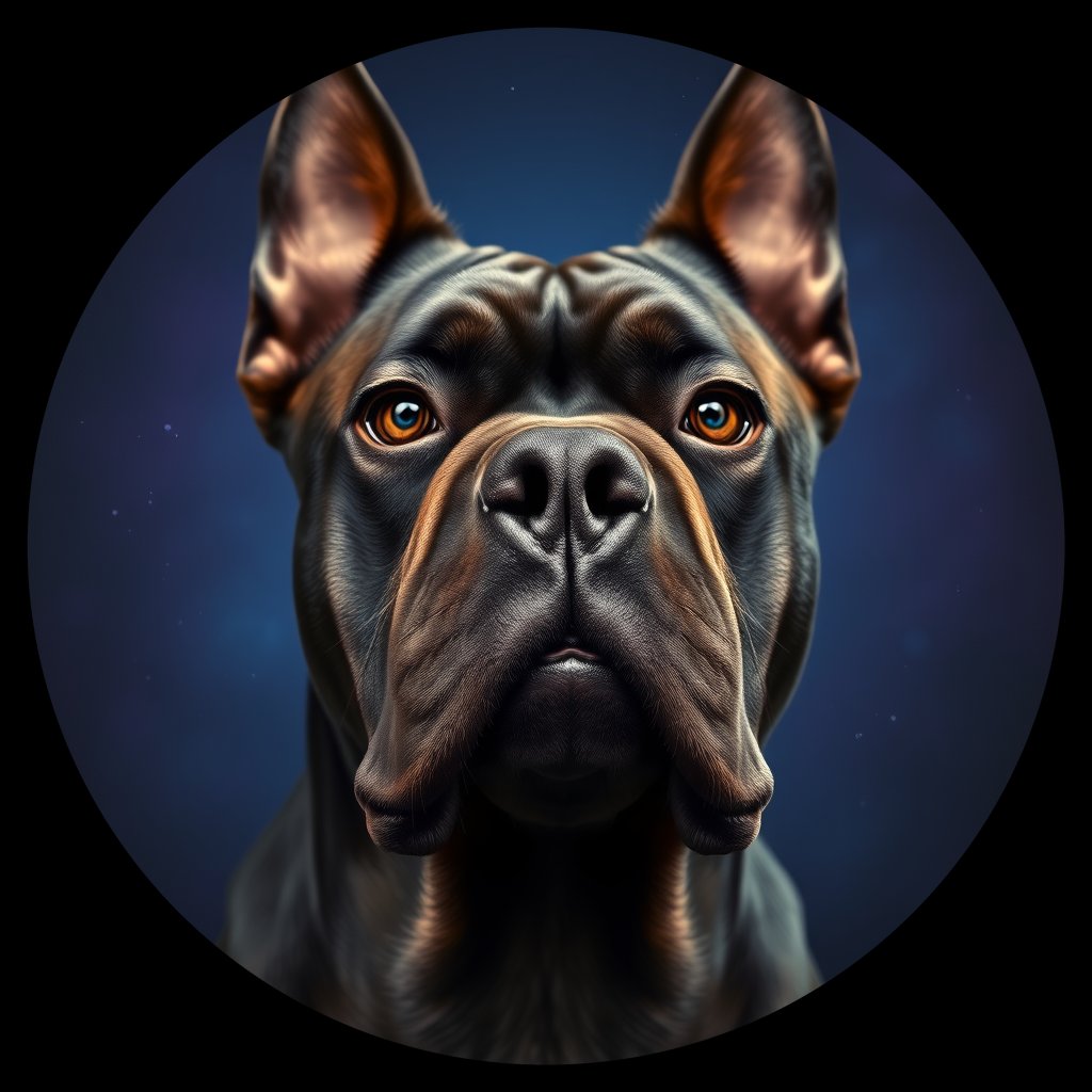 Cosmic medallion portrait of PFZ14C09_PFZ14C09, a Cane Corso