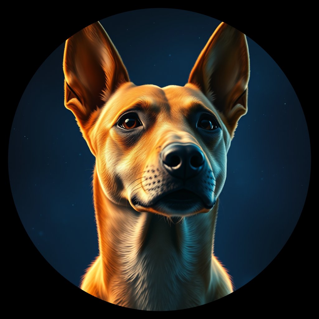 Cosmic medallion portrait of PFZ14C11_PFZ14C11, a Basenji