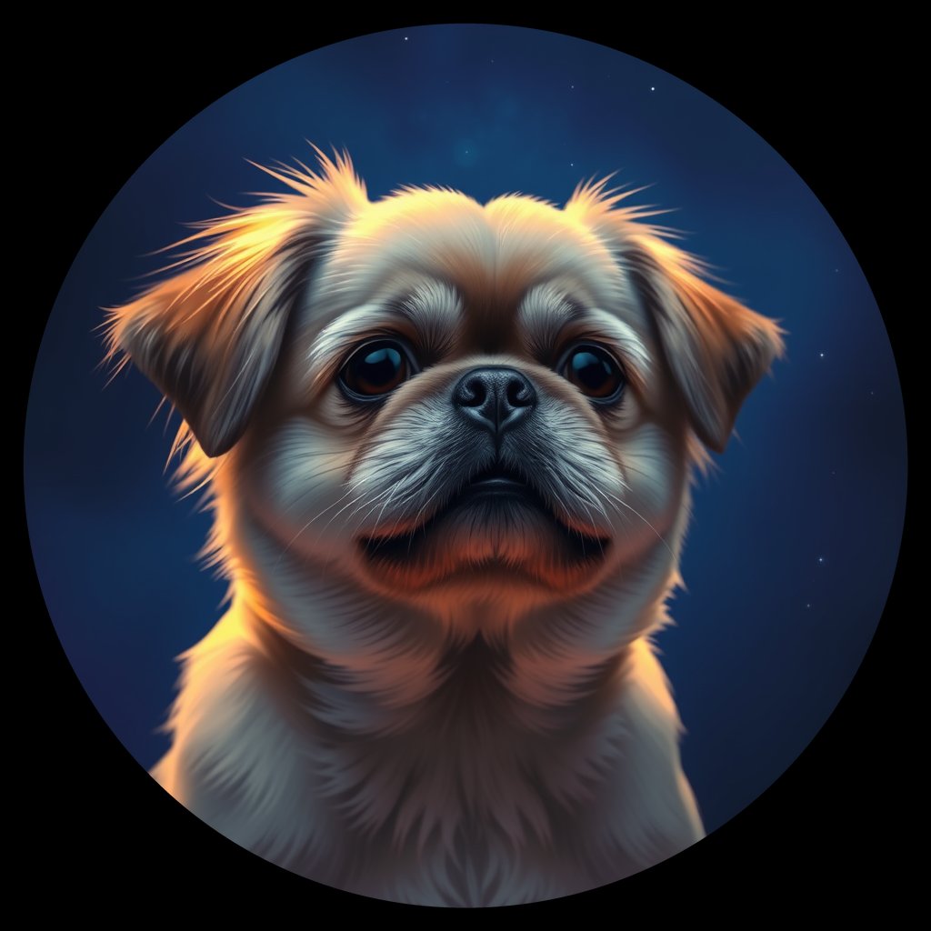 Cosmic medallion portrait of PFZ14D01_PFZ14D01, a Pekingese