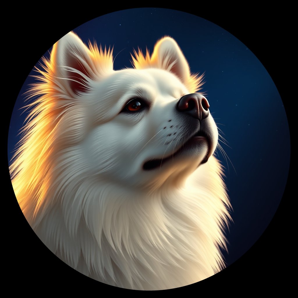 Cosmic medallion portrait of PFZ14D02_PFZ14D02, a American Eskimo Dog