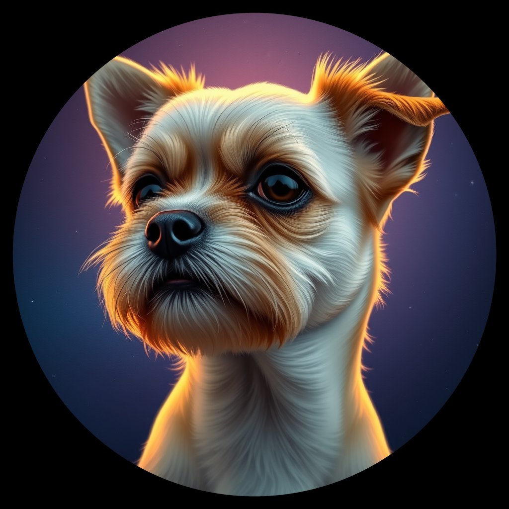 Cosmic medallion portrait of PFZ14D03_PFZ14D03, a Shih Tzu