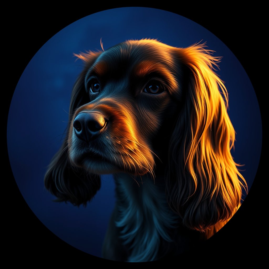 Cosmic medallion portrait of PFZ14D04_PFZ14D04, a American Cocker Spaniel