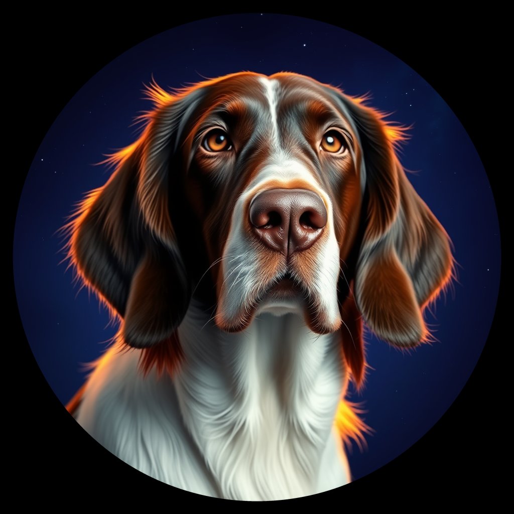 Cosmic medallion portrait of PFZ14D05_PFZ14D05, a English Setter