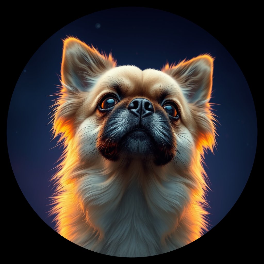 Cosmic medallion portrait of PFZ14D06_PFZ14D06, a Pekingese