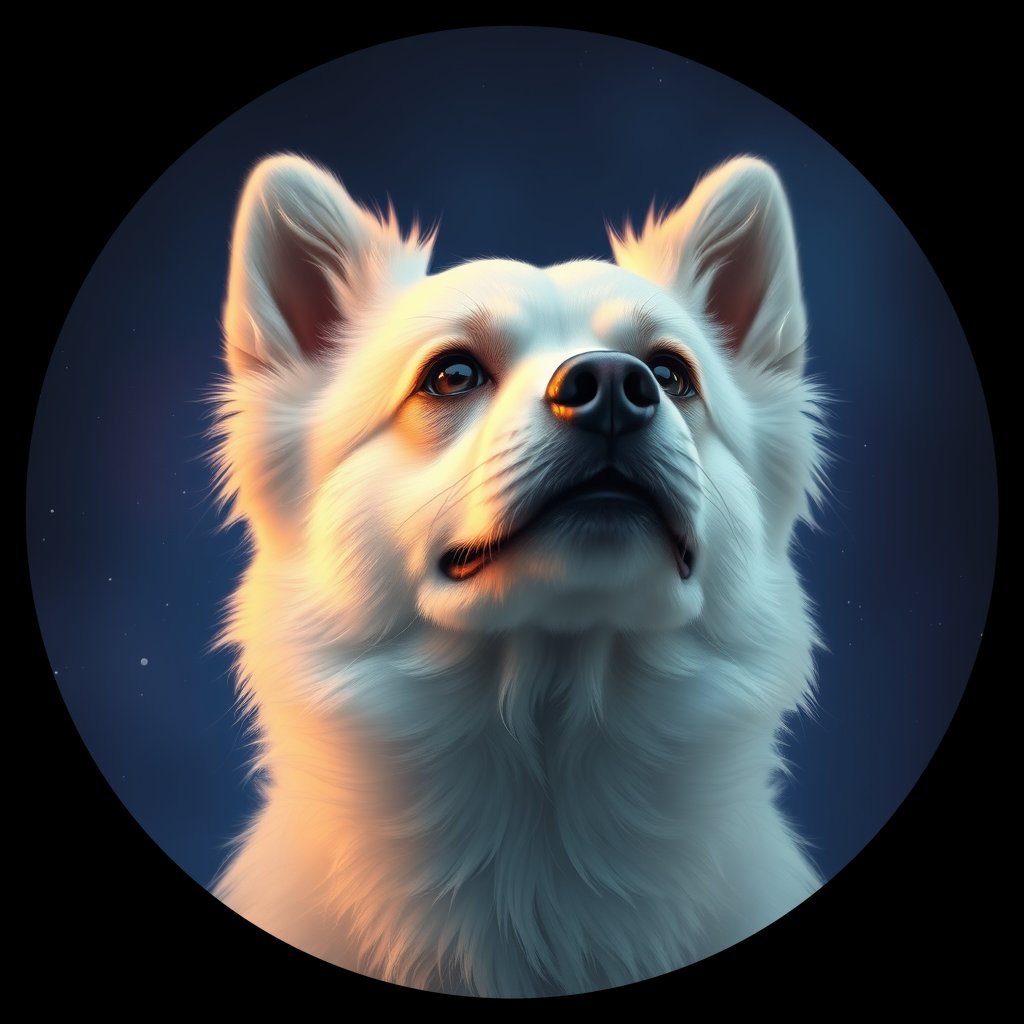 Cosmic medallion portrait of PFZ14D08_PFZ14D08, a American Eskimo Dog