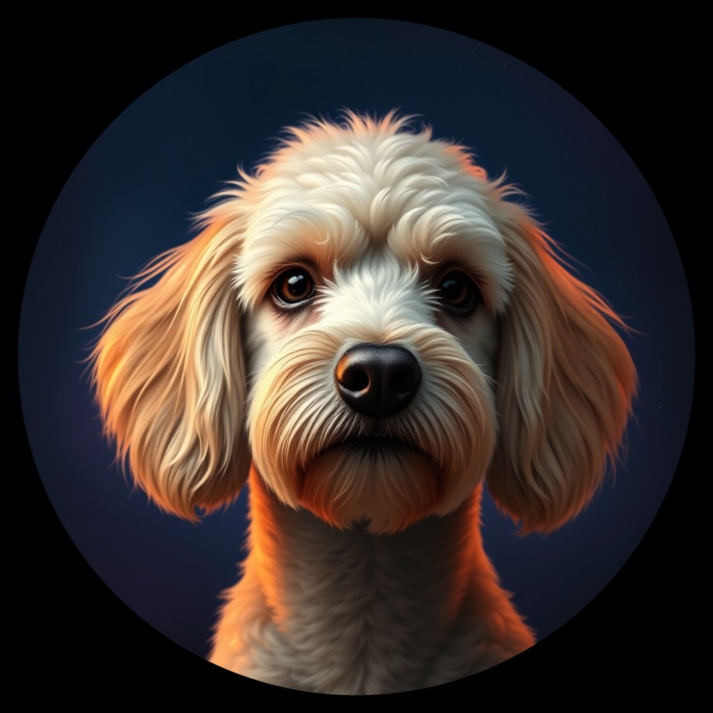 Cosmic medallion portrait of PFZ14D09_PFZ14D09, a Poodle