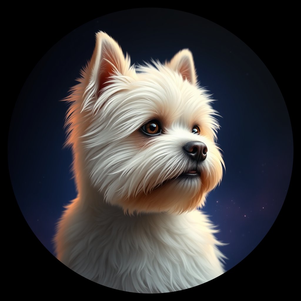 Cosmic medallion portrait of PFZ14D11_PFZ14D11, a Lhasa Apso