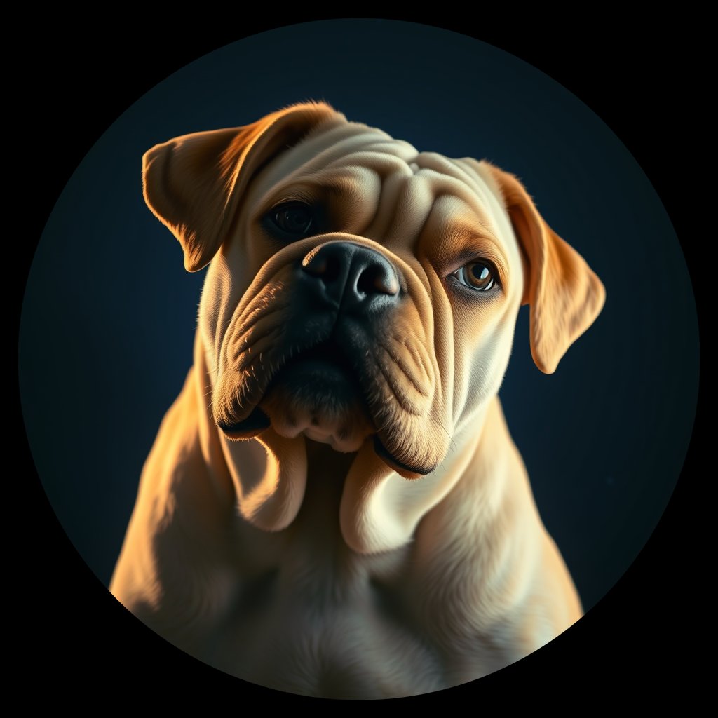 Cosmic medallion portrait of PFZ14D12_PFZ14D12, a Bullmastiff