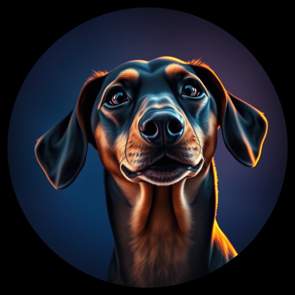 Cosmic medallion portrait of PFZ14E01_PFZ14E01, a Dachshund