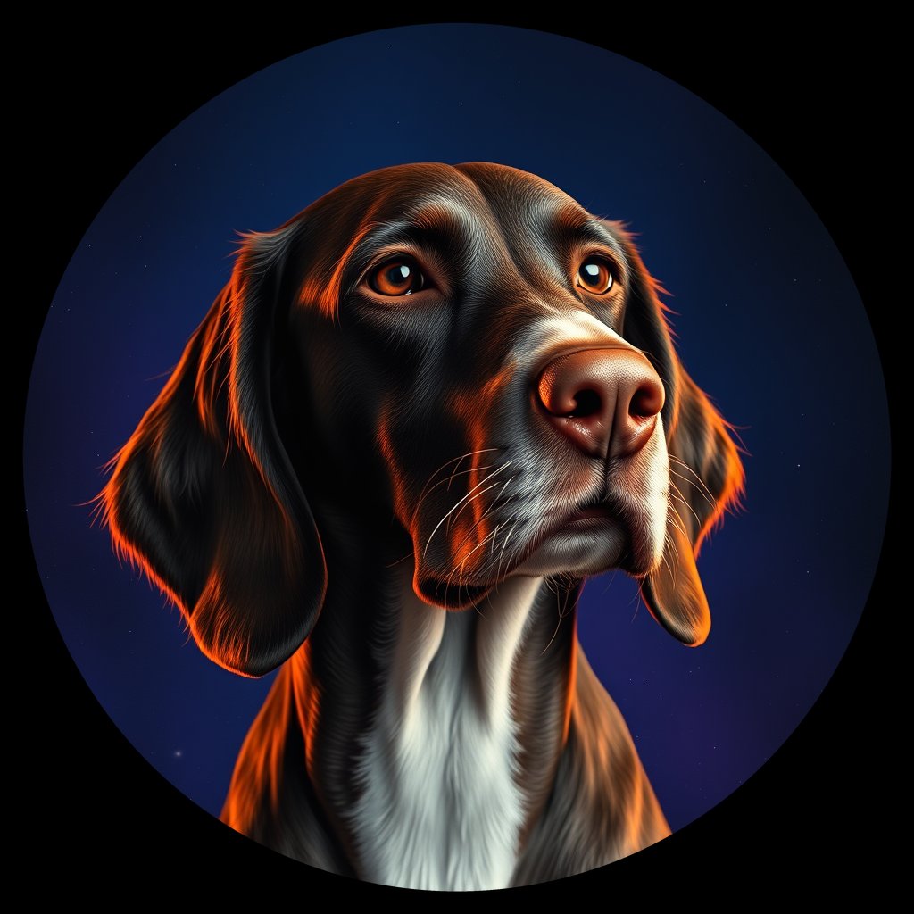 Cosmic medallion portrait of PFZ14E02_PFZ14E02, a English Setter
