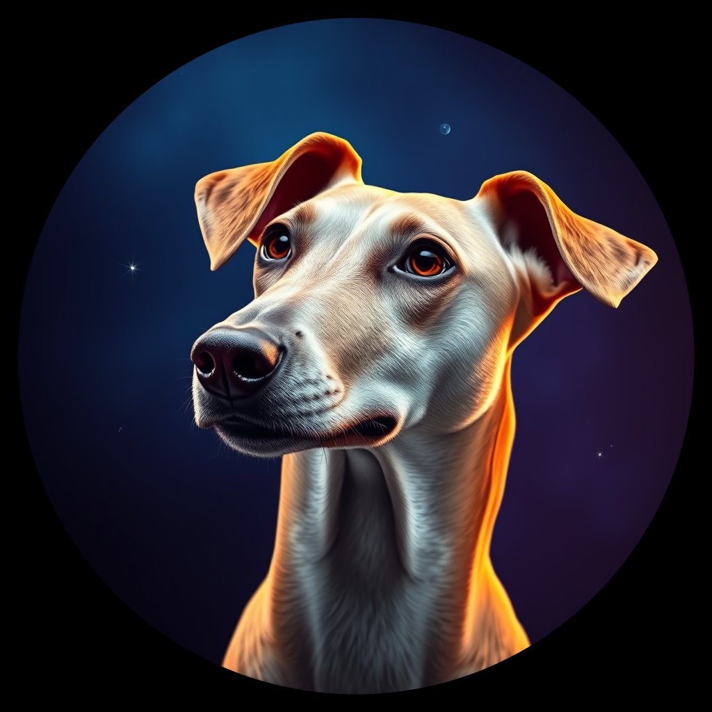 Cosmic medallion portrait of PFZ14E03_PFZ14E03, a Whippet