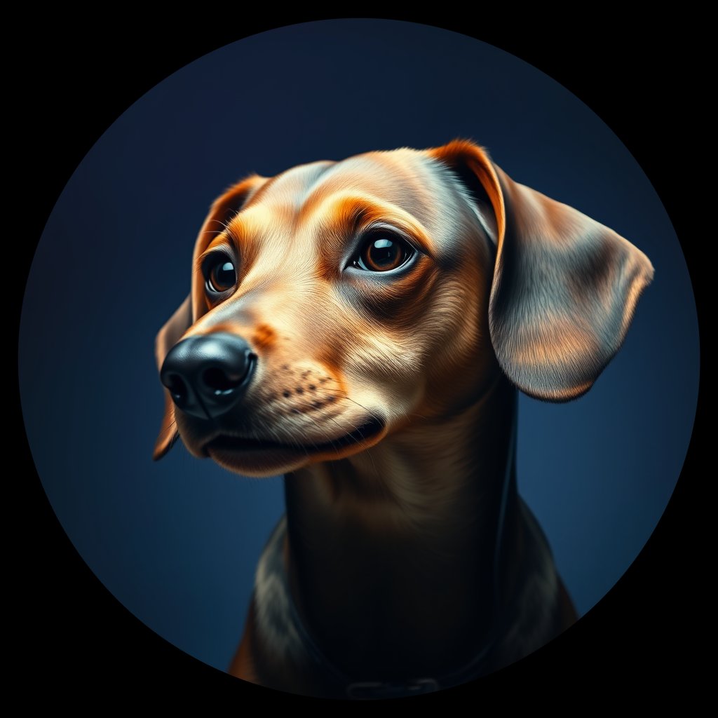Cosmic medallion portrait of PFZ14E04_PFZ14E04, a Dachshund