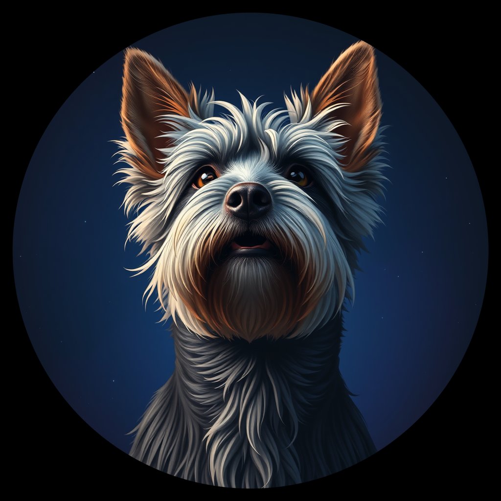 Cosmic medallion portrait of PFZ14E05_PFZ14E05, a Puli