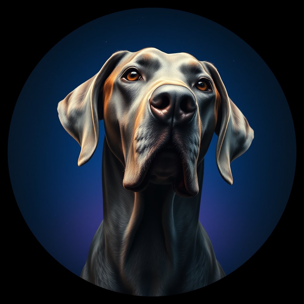 Cosmic medallion portrait of PFZ14E06_PFZ14E06, a Weimaraner