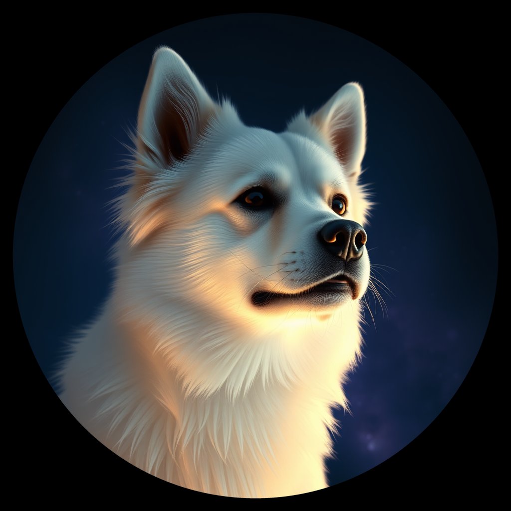 Cosmic medallion portrait of PFZ14E07_PFZ14E07, a American Eskimo Dog