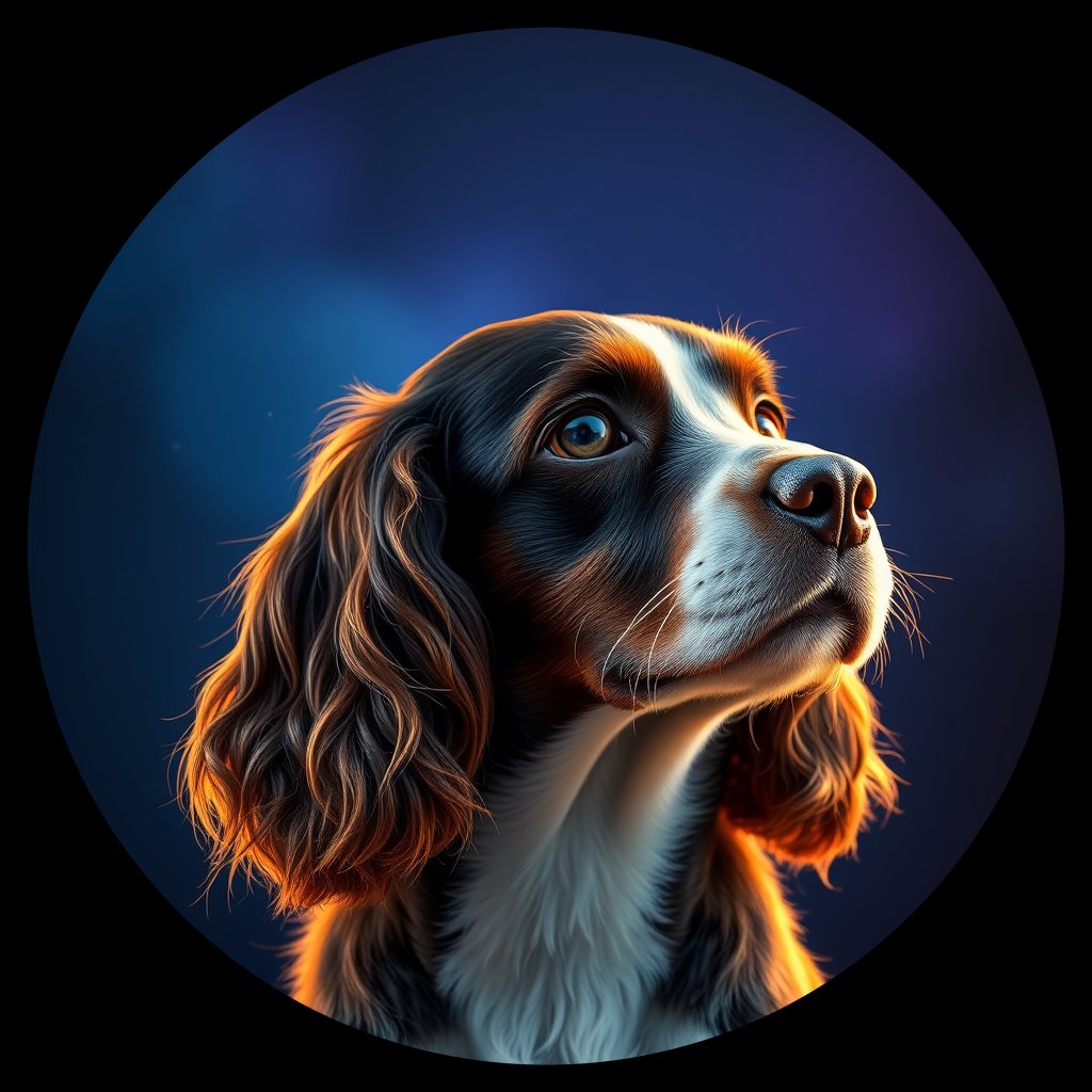 Cosmic medallion portrait of PFZ14E10_PFZ14E10, a American Cocker Spaniel