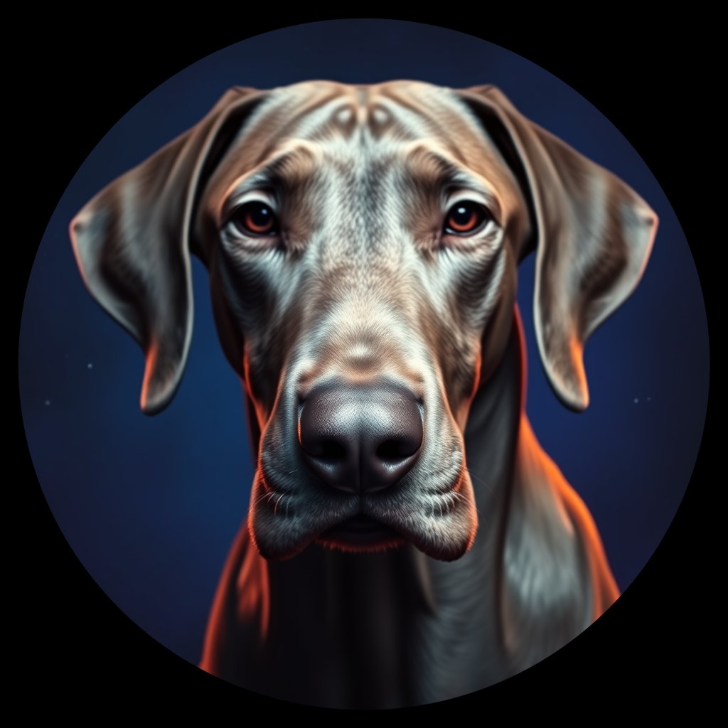 Cosmic medallion portrait of PFZ14E11_PFZ14E11, a Weimaraner