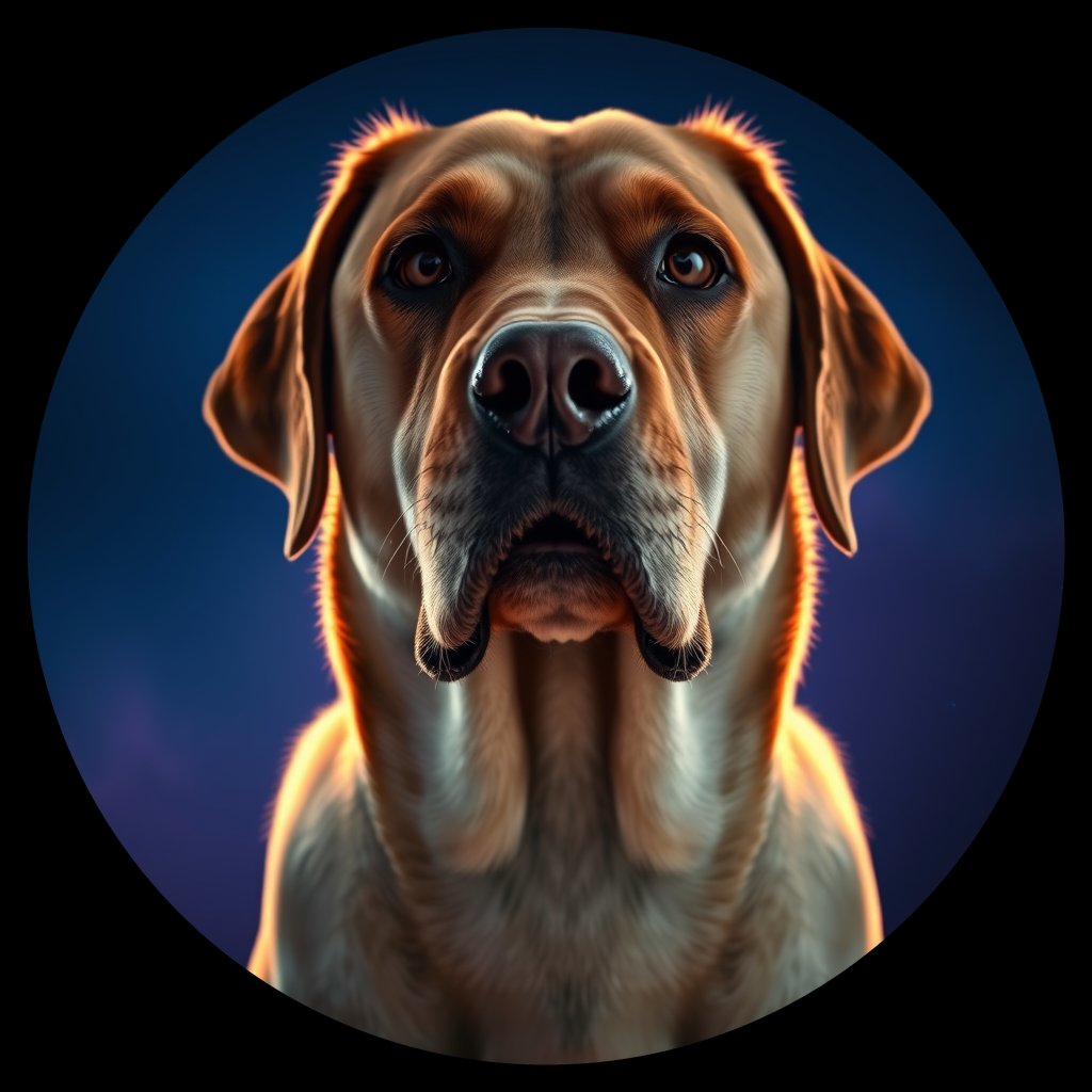 Cosmic medallion portrait of PFZ14E12_PFZ14E12, a Labrador Retriever