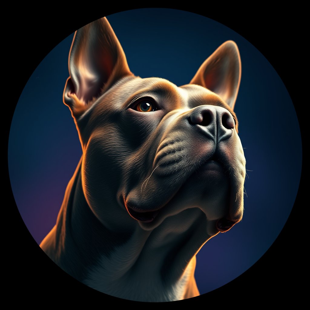 Cosmic medallion portrait of PFZ14F05_PFZ14F05, a Staffordshire Bull Terrier