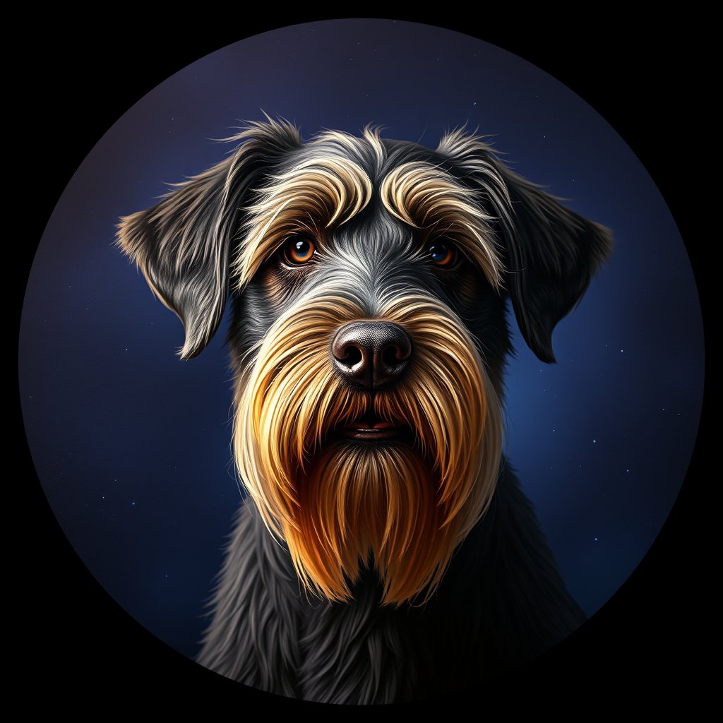 Cosmic medallion portrait of PFZ14F06_PFZ14F06, a Puli