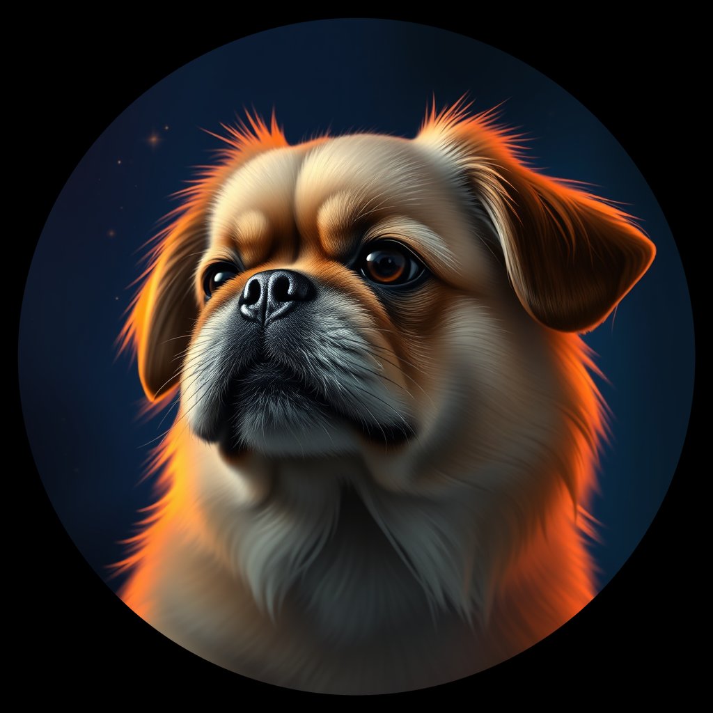 Cosmic medallion portrait of PFZ14F07_PFZ14F07, a Pekingese