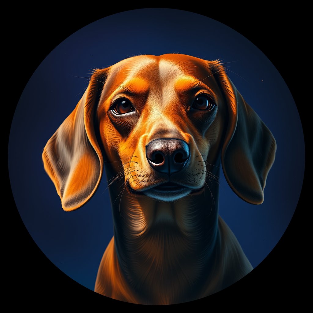 Cosmic medallion portrait of PFZ14F10_PFZ14F10, a Dachshund