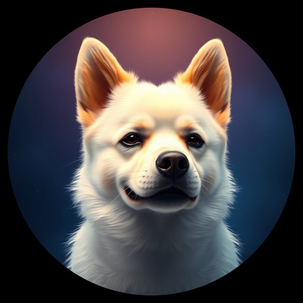 Cosmic medallion portrait of PFZ14G01_PFZ14G01, a American Eskimo Dog