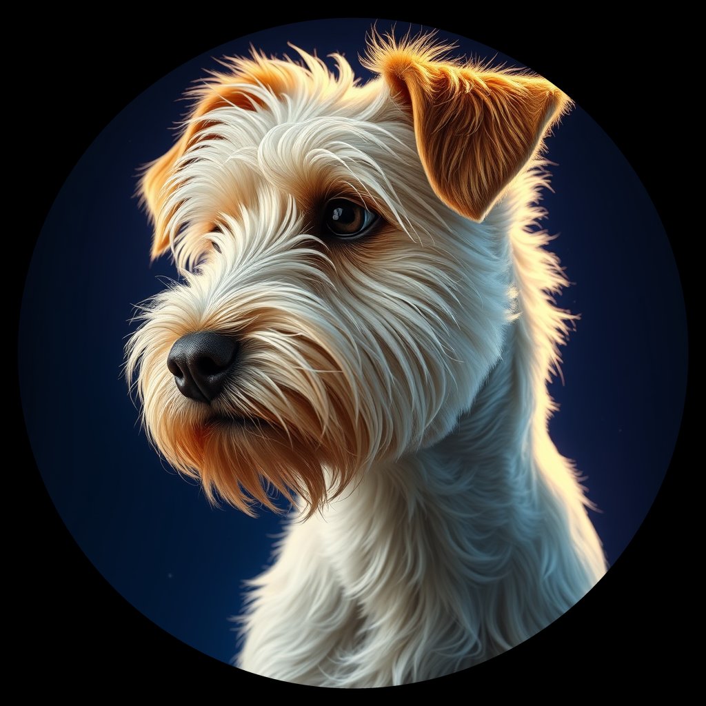 Cosmic medallion portrait of PFZ14G02_PFZ14G02, a Soft Coated Wheaten Terrier