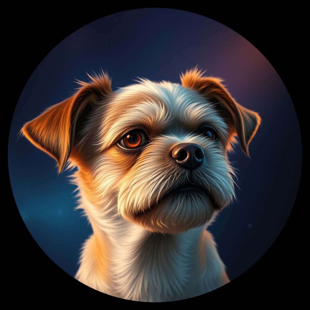 Cosmic medallion portrait of PFZ14G03_PFZ14G03, a Shih Tzu