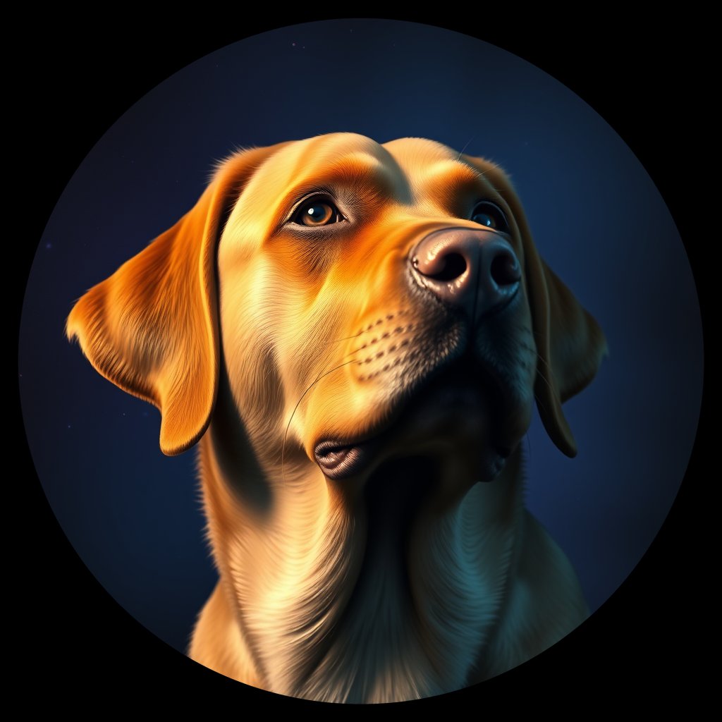 Cosmic medallion portrait of PFZ14G04_PFZ14G04, a Labrador Retriever