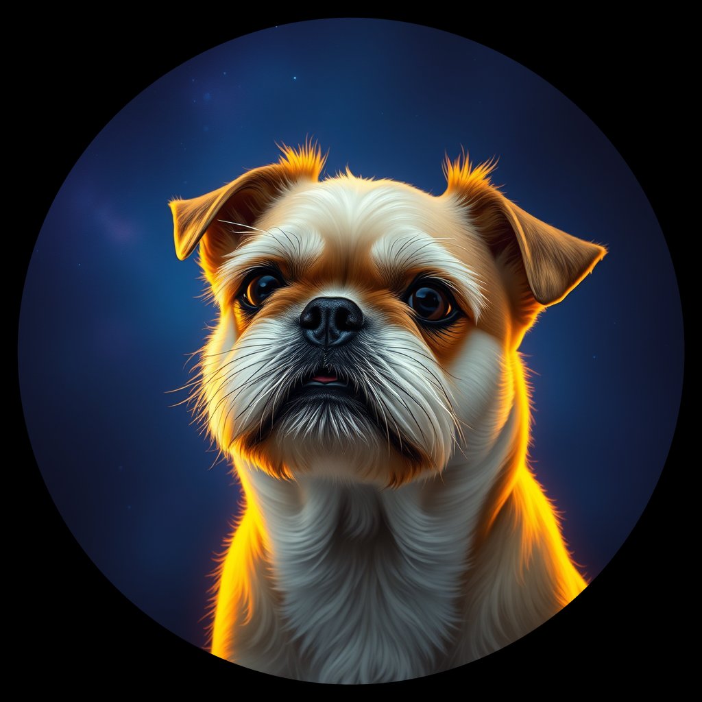 Cosmic medallion portrait of PFZ14G05_PFZ14G05, a Shih Tzu