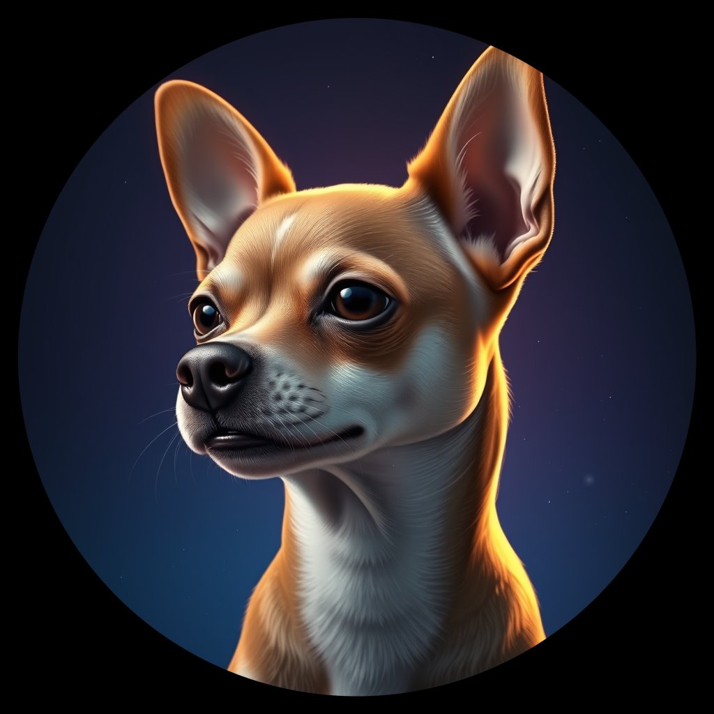 Cosmic medallion portrait of PFZ14G08_PFZ14G08, a Chihuahua