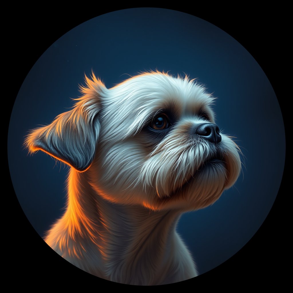 Cosmic medallion portrait of PFZ14G10_PFZ14G10, a Shih Tzu