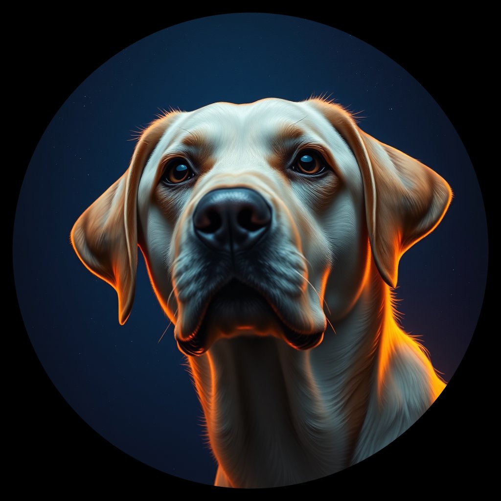 Cosmic medallion portrait of PFZ14G12_PFZ14G12, a Labrador Retriever