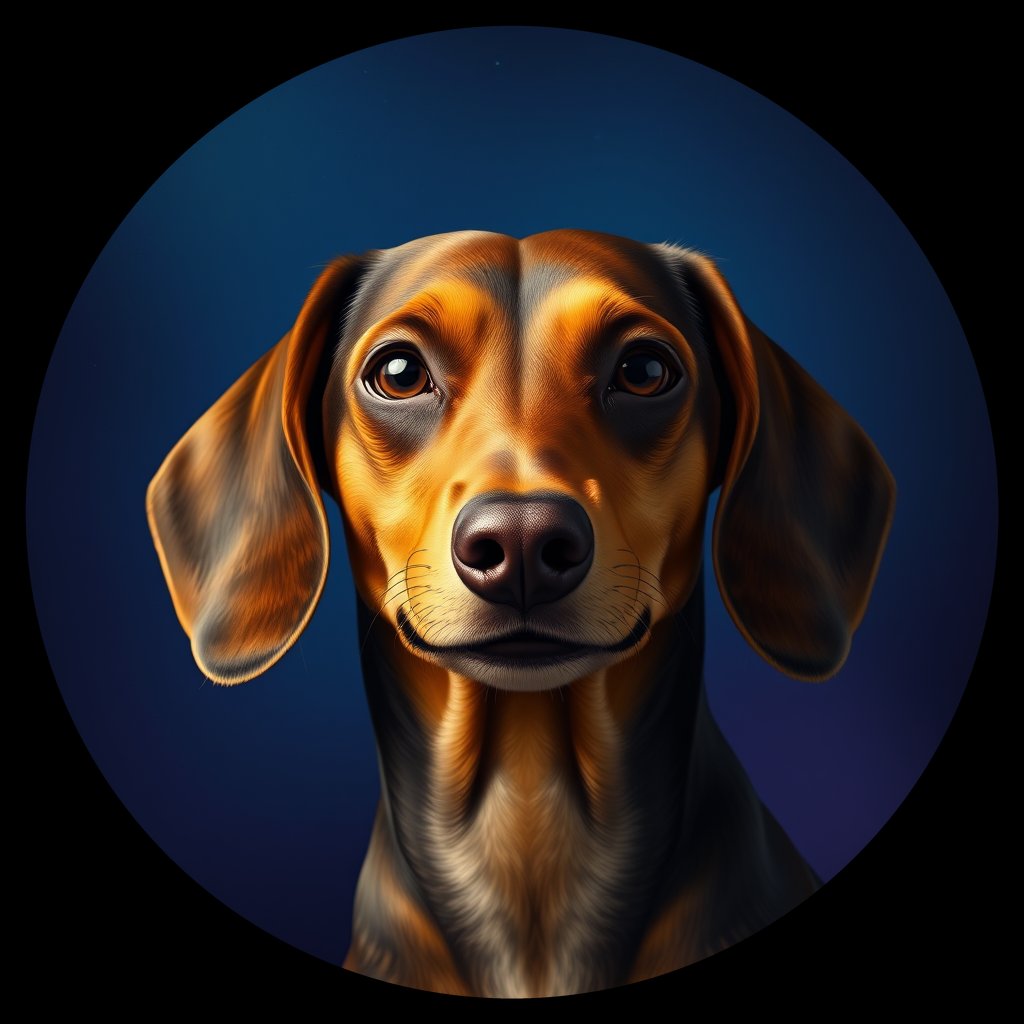 Cosmic medallion portrait of PFZ14H04_PFZ14H04, a Dachshund