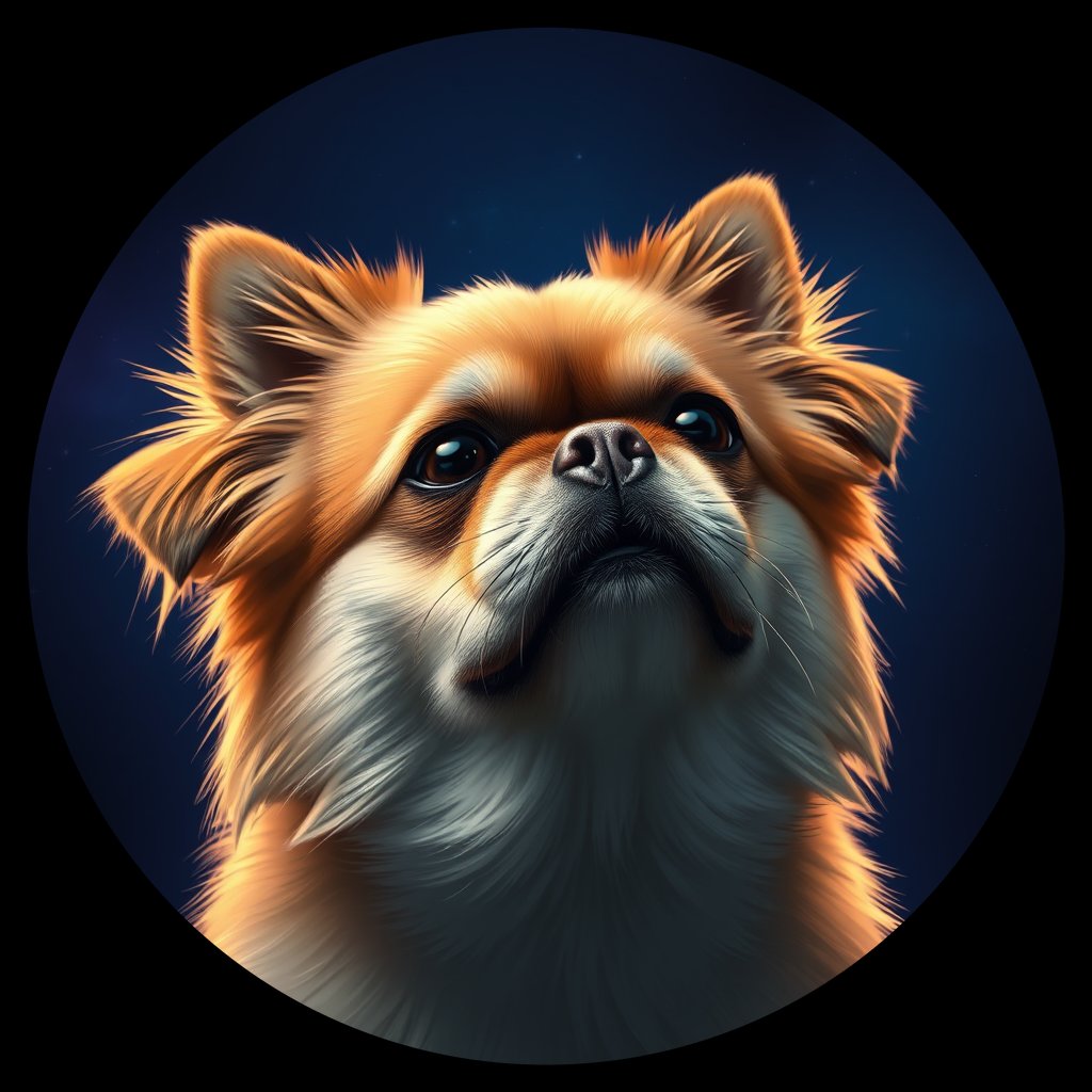 Cosmic medallion portrait of PFZ14H05_PFZ14H05, a Pekingese