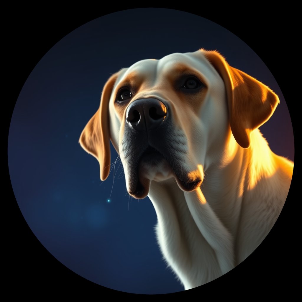 Cosmic medallion portrait of PFZ14H06_PFZ14H06, a Labrador Retriever