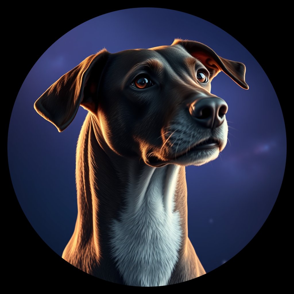 Cosmic medallion portrait of PFZ14H09_PFZ14H09, a Whippet