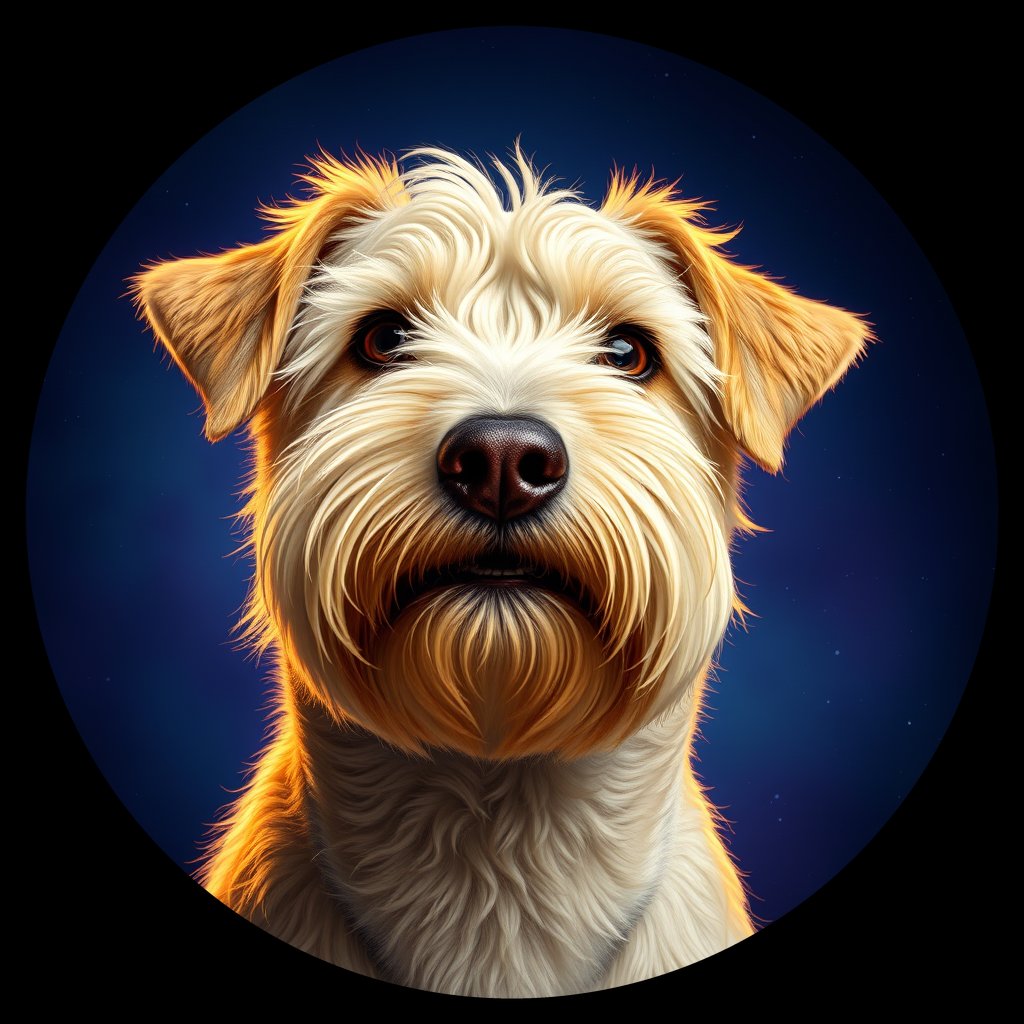 Cosmic medallion portrait of PFZ14H11_PFZ14H11, a Soft Coated Wheaten Terrier