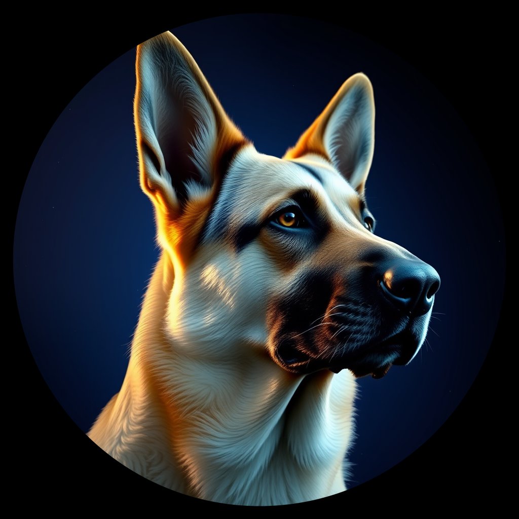 Cosmic medallion portrait of PFZ14H12_PFZ14H12, a German Shepherd