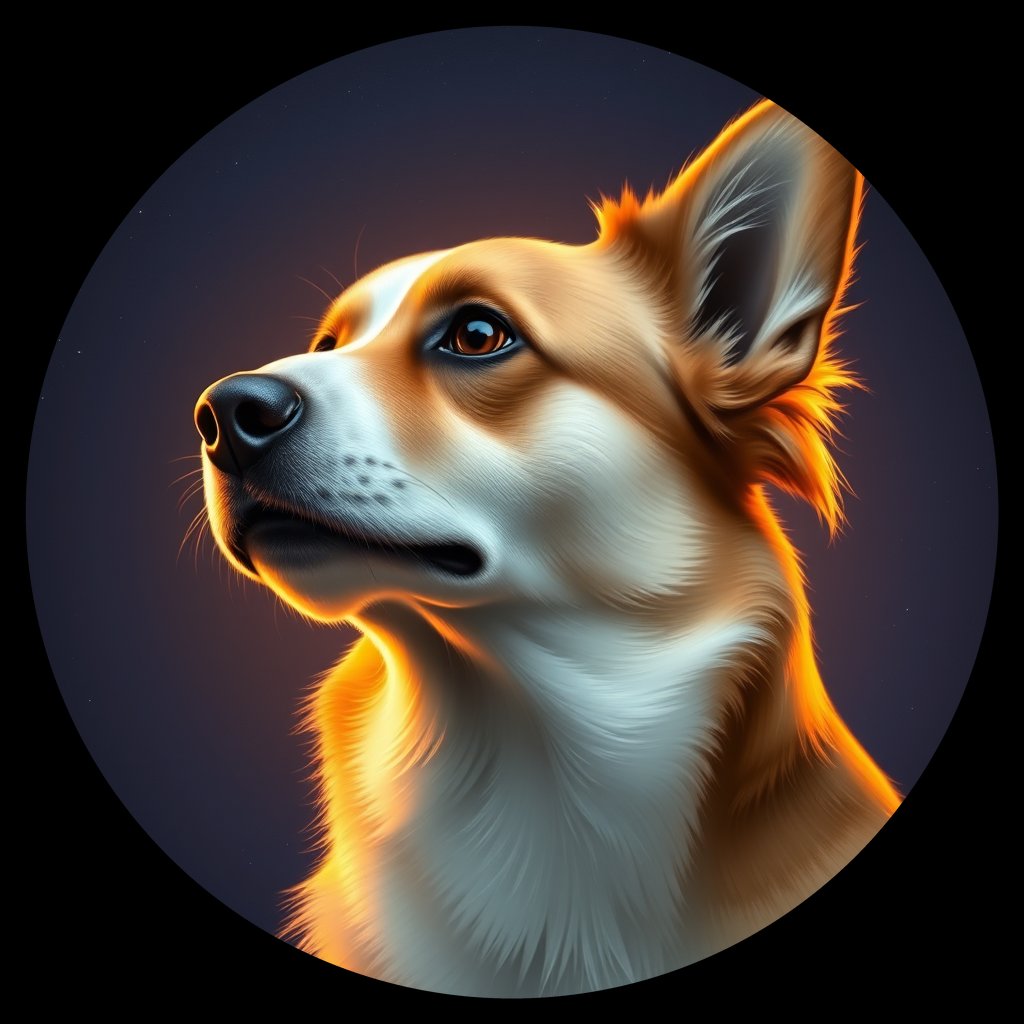 Cosmic medallion portrait of PFZ15A02_PFZ15A02, a Pembroke Welsh Corgi