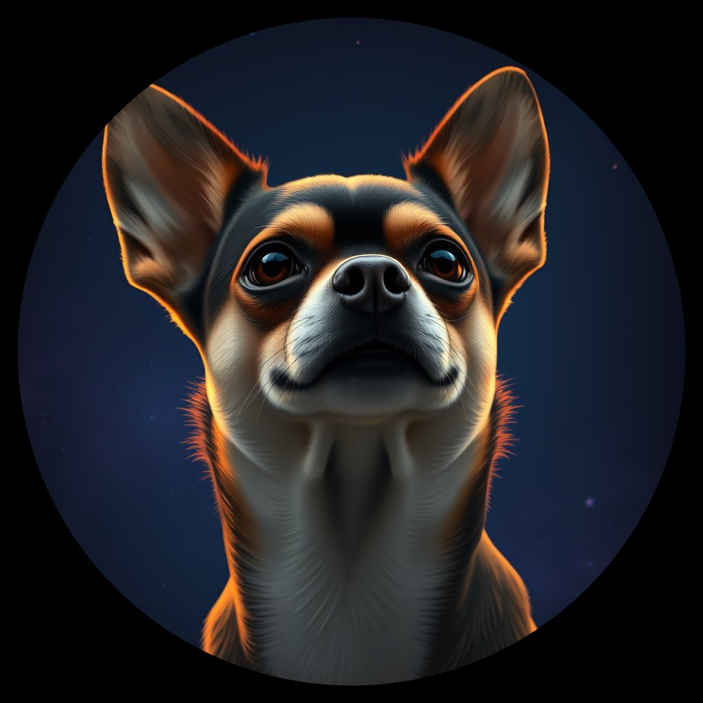 Cosmic medallion portrait of PFZ15A05_PFZ15A05, a Chihuahua